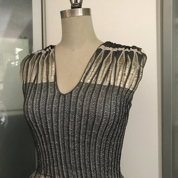 Max studio gray and gold metallic dress M - Picture 3 of 4